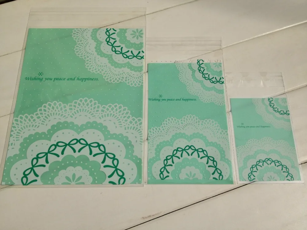 50 шт. зеленая кружевная самоклеящаяся сумка для печенья Подарочная выпечка