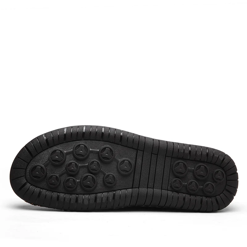 

New Men Leather Casual Shoes handmade Loafers vintage Moccasin slip on Rubber flats Man Anti-skid Zip opening Driving Moccasins