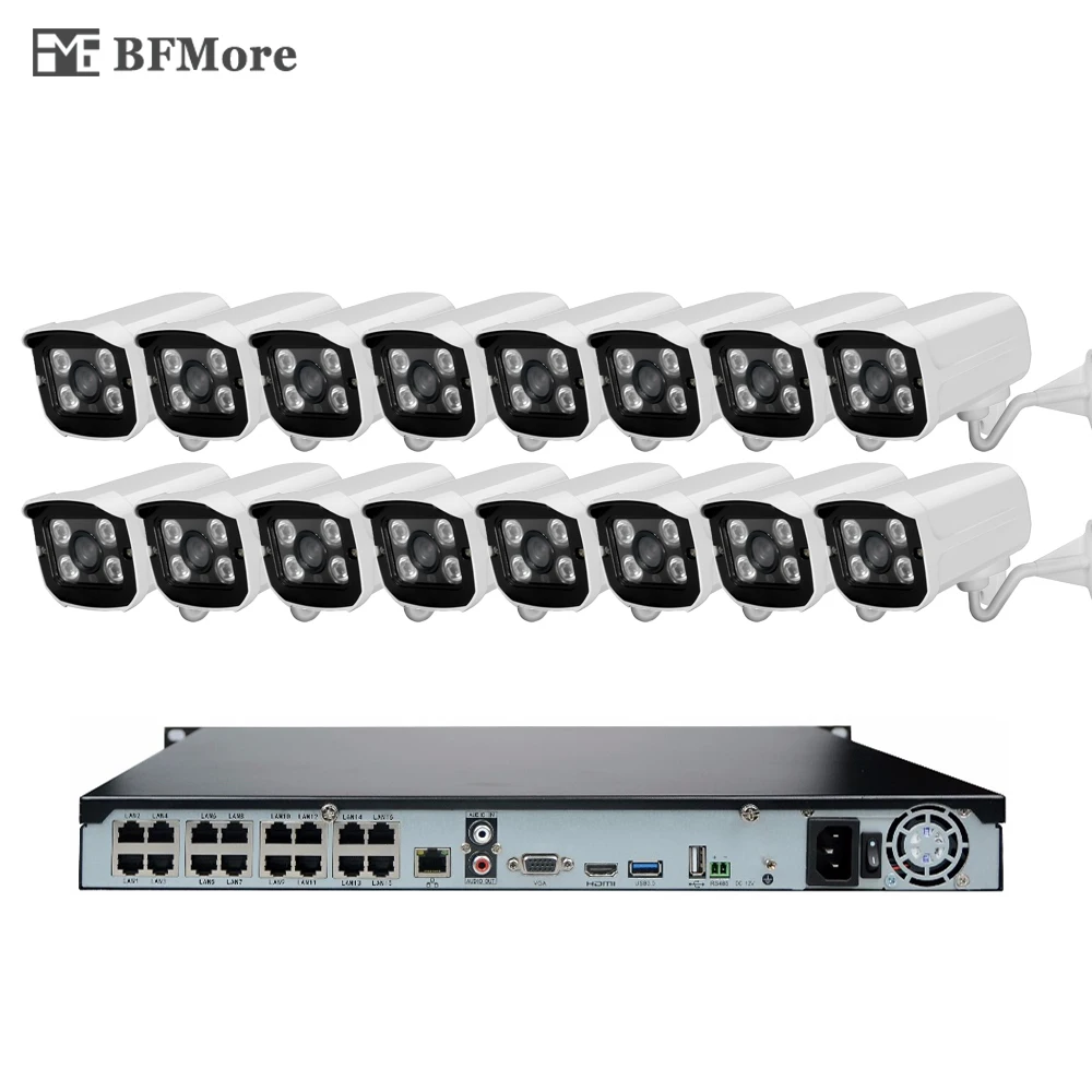 BFMore 16CH 1080P 48В POE NVR комплект 2.0MP CCTV система 16 шт. IP камера Onvif P2P Водонепроницаемая