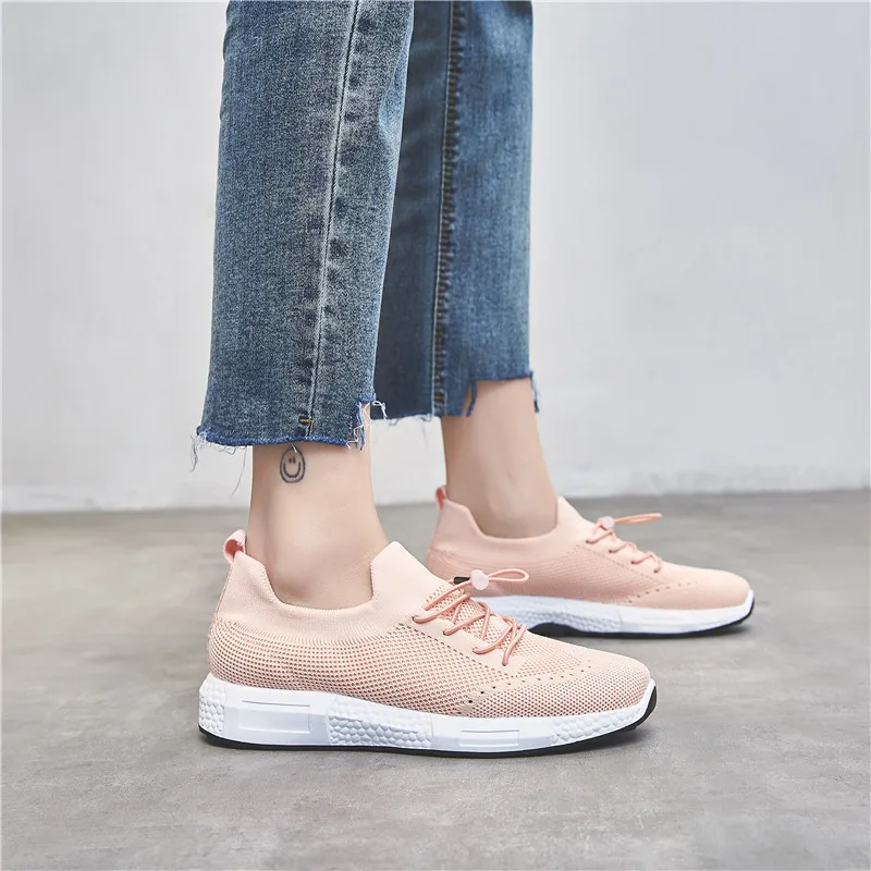 New Sneakers Woman 2019 Summer Comfortable Women'S Running Shoes breathable Lace Up Soft Mesh Sport Zapatillas Mujer | Спорт и