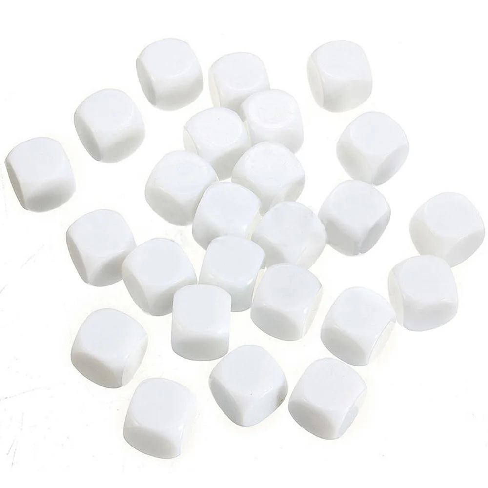 25 шт. Белый Акрил 16 мм пустые белые непрозрачные шестигранные D6 игральные кости