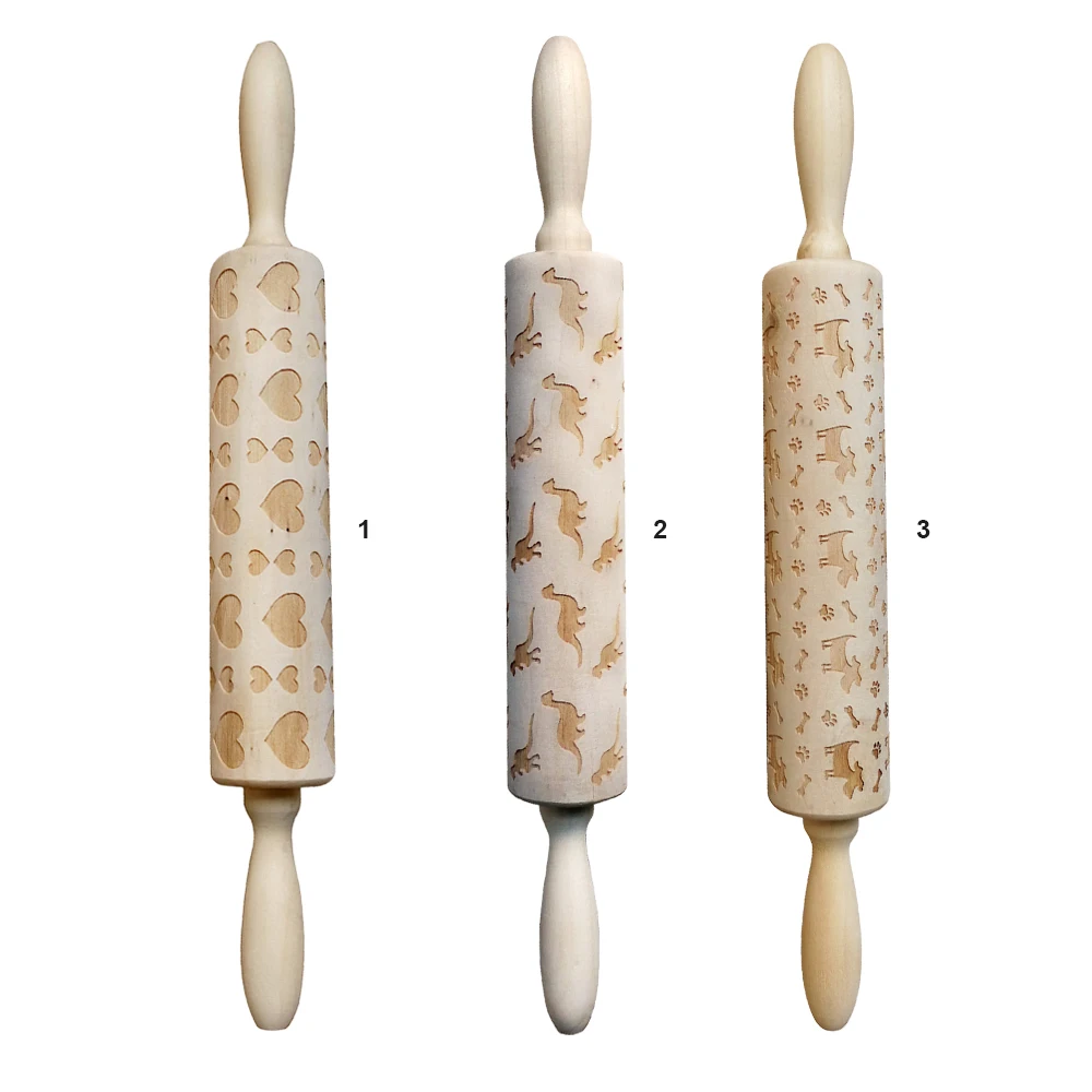 Рождество тиснение Rolling Pin помадка выгравированы резные дерево тиснением Кухня