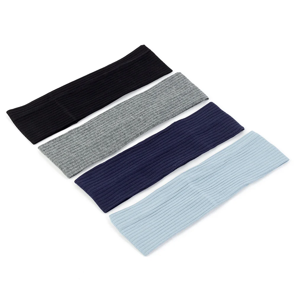 Женский однотонный ребристый ободок повседневный для волос на плоской резинке