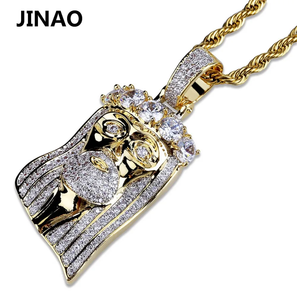 Ожерелье JINAO с подвеской изображением Иисуса на лице медное Позолоченное колье
