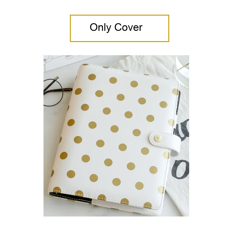 Only cover Lovedoki блокнот с золотым узором в горошек s& Journals A5 планировщик, органайзер, спиральный блокнот Filofax Dokibook, Канцтовары для ежедневного использования - Цвет: Only cover