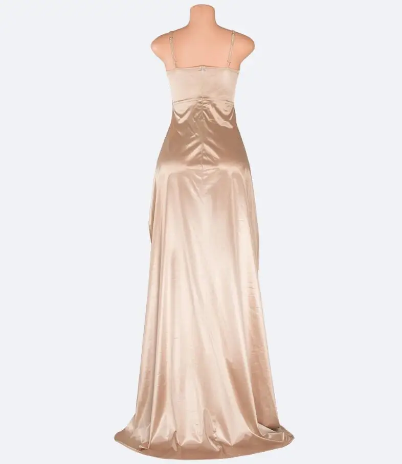 Платье золотого цвета длинное платье на бретельках | Женская одежда