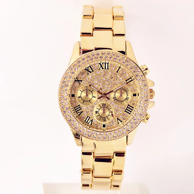 Женские Роскошные модные стальные часы мужские хрустальные стразы женские