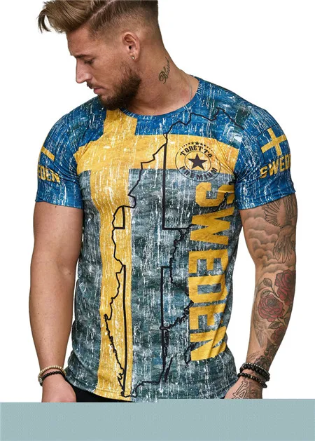 Летняя футболка мужская футболка Slim Fit/Флаг Футболка camiseta hombre короткий рукав Мышцы Повседневная Мужская модная одежда - Цвет: TX-QT-0600