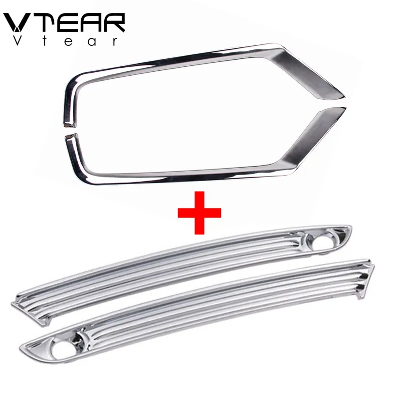 Front Rear Vtear для мазда сх5 CX-5 аксессуары для передних и задних противотуманных фар крышка рамка отделка ABS хром Внешнее украшение автомобиля Стайлинг,автотовары - Цвет: Front Rear