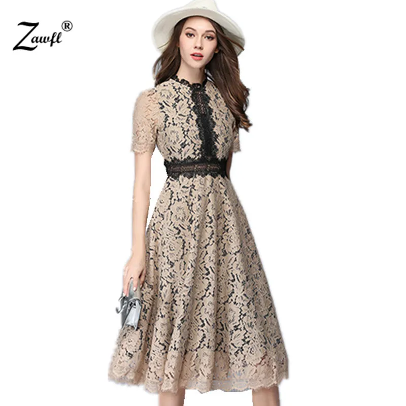 Женское длинное платье с коротким рукавом кружевное в стиле пэчворк S-XXL 2021 |