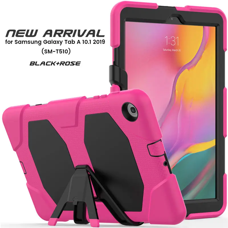 rose red Чехол для samsung Galaxy Tab A 10,1 T510 T515 SM-T510 SM-T515 чехол для планшета противоударный сверхпрочный чехол с подставкой - Цвет: rose red