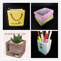 3d book box car bag planter flowerpot silicone molds creative desktop decoration craft cement pot pen holder mold for concrete