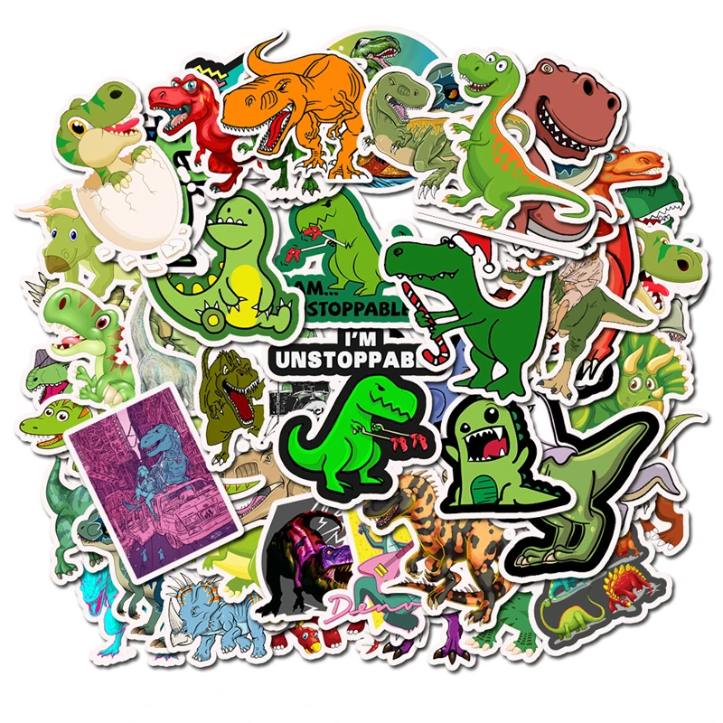 

50 PCS Dinosaur Stickers Toys for Children Animal Funny Sticker Decal Decoration Jurassic Park to DIY Skateboard Laptop Suitcase