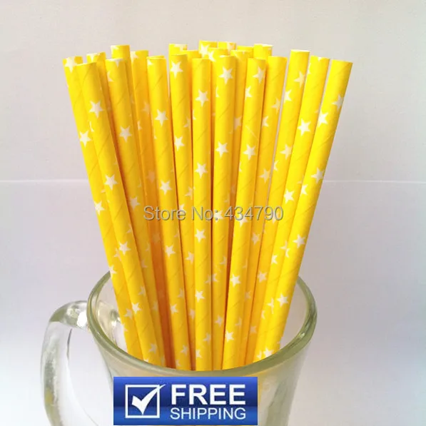 200 шт. бумажные соломинки желтого и белого цветов для напитков | Дом сад