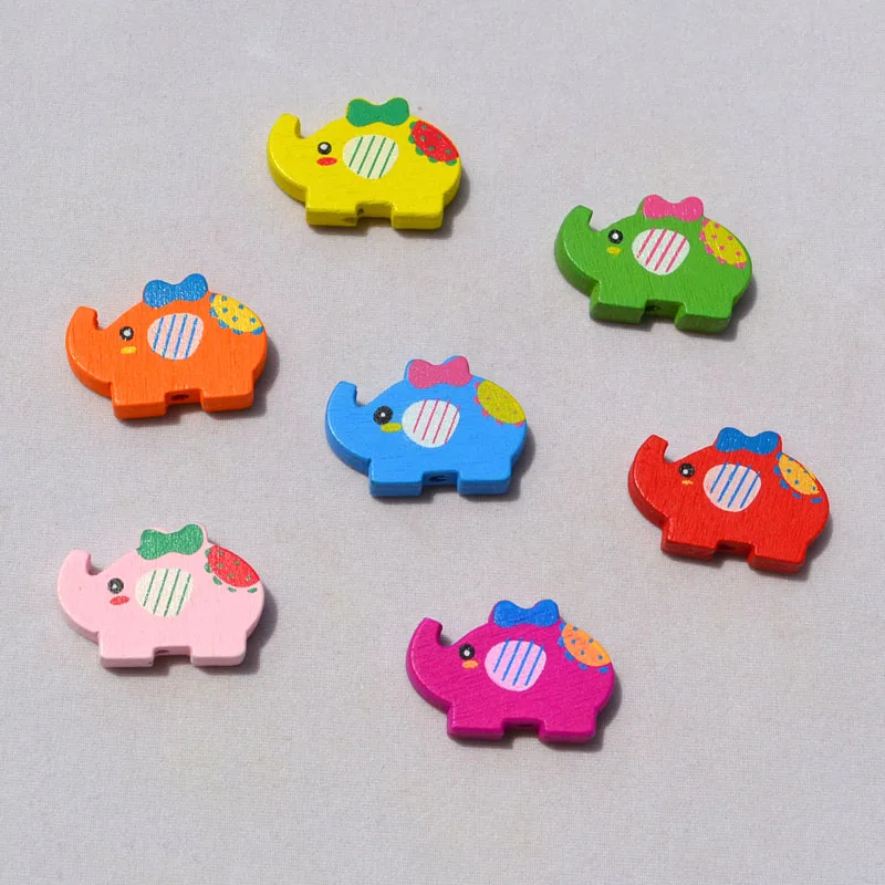 40 шт./лот детские ювелирные изделия Мультяшные деревянные бусины с принтом