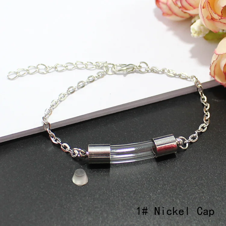 1-Nickel Cap 1 шт. 6 мм кривые браслеты с трубчатым элементом формирование микрорельфа имени на рисе браслеты рисовое украшение в виде флакончика стеклянный флакон браслеты сделай сам - Окраска металла: 1-Nickel Cap