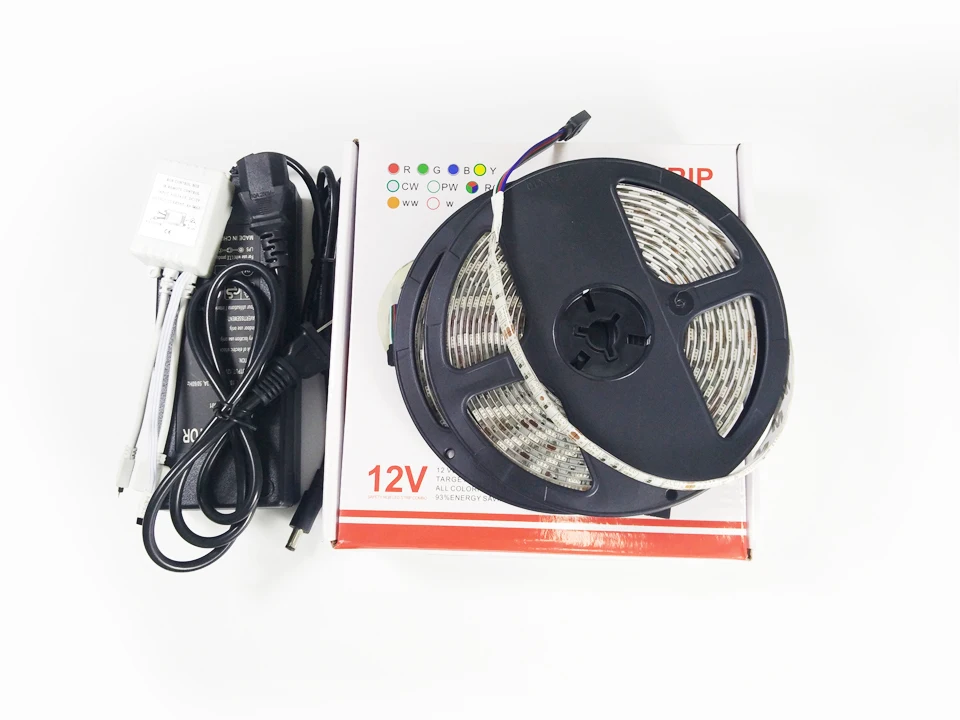 Светодиодный полосы 10 м IP20/IP65 Водонепроницаемый SMD5050 60 светодиодный/M RGB DC12V 10A с 24/44key Инфракрасный пульт управления и Мощность питания