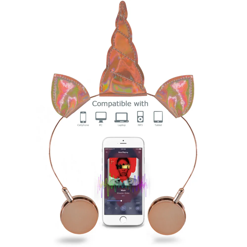 Наушники для девочек с милым единорогом Sparky проводные наушники 3 5 мм mp3 плееров ПК