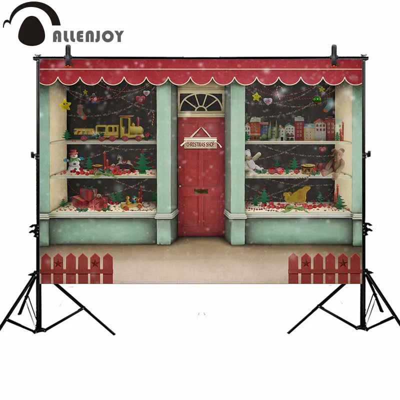 Фон для фотосъемки Allenjoy Рождественский магазин игрушечный забор фон реквизит