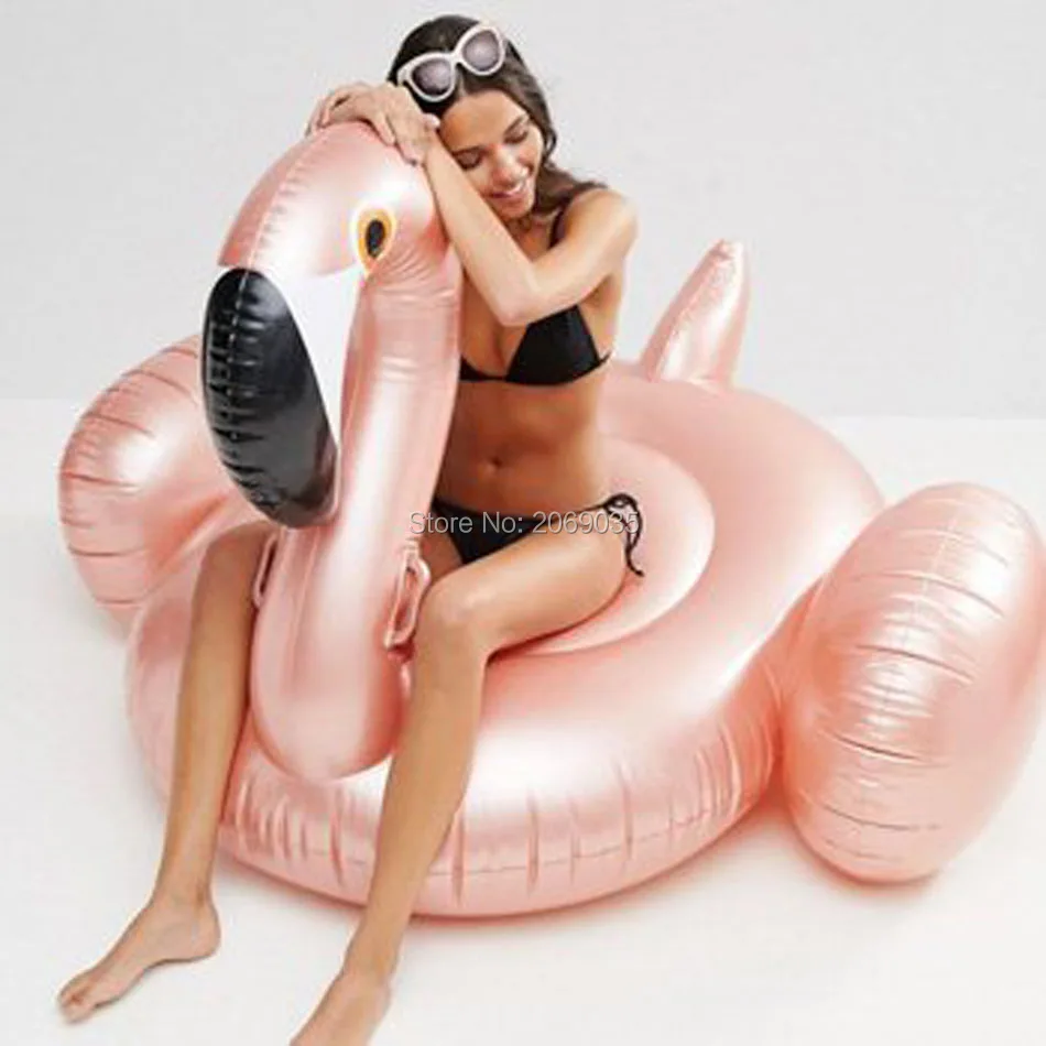 

190*190*135CM Giant Inflatable Rose Gold Flamingo Pool Float Pink Ride-On Lounger Floats Adult Summer Water Holiday Party Toys
