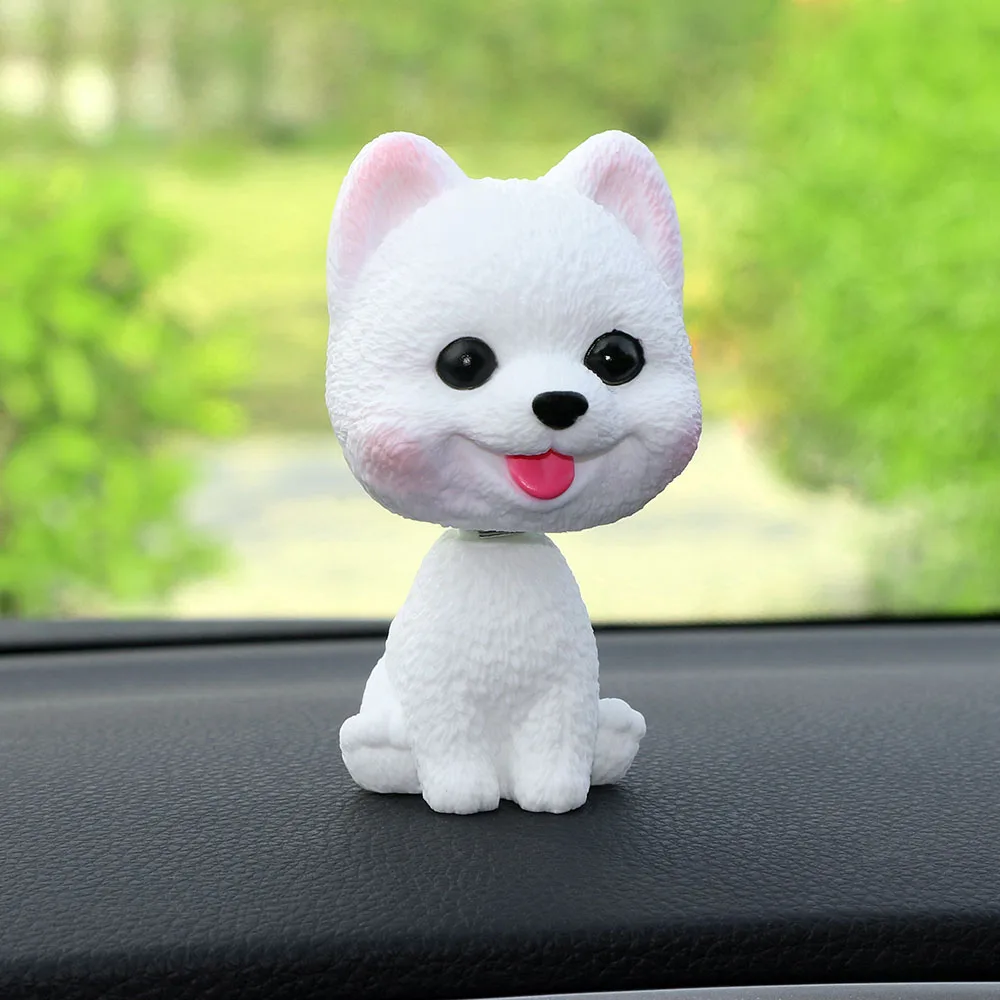 Pomeranian White Украшение автомобиля, эмульсионная плюшевая собака, мультфильм, качающаяся голова, кукла, украшение, игрушка, авто интерьер, украшение для приборной доски, аксессуары, подарки - Название цвета: Pomeranian White