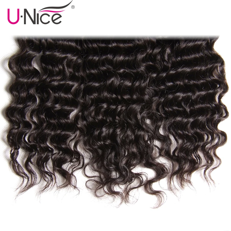 Unice Hair Deep Wave Brazilian Hair Weave Bundles 3 PCS Natural Color 100% Human Hair Weaving Remy Hair Extension 12-26 Inch images - 6