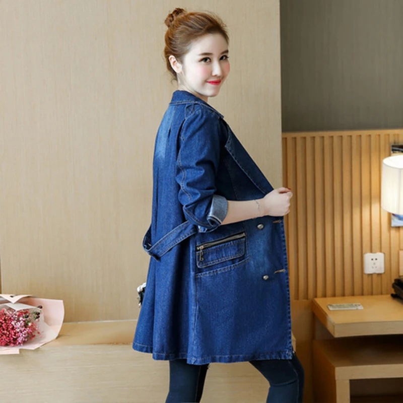 2019 Весна Плюс Размер Женская модная джинсовая куртка женские джинсы пальто и
