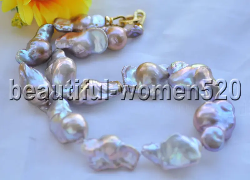 

Z8468 lustre 38mm Lavender Baroque KESHI REBORN PEARL NECKLACE 17inch