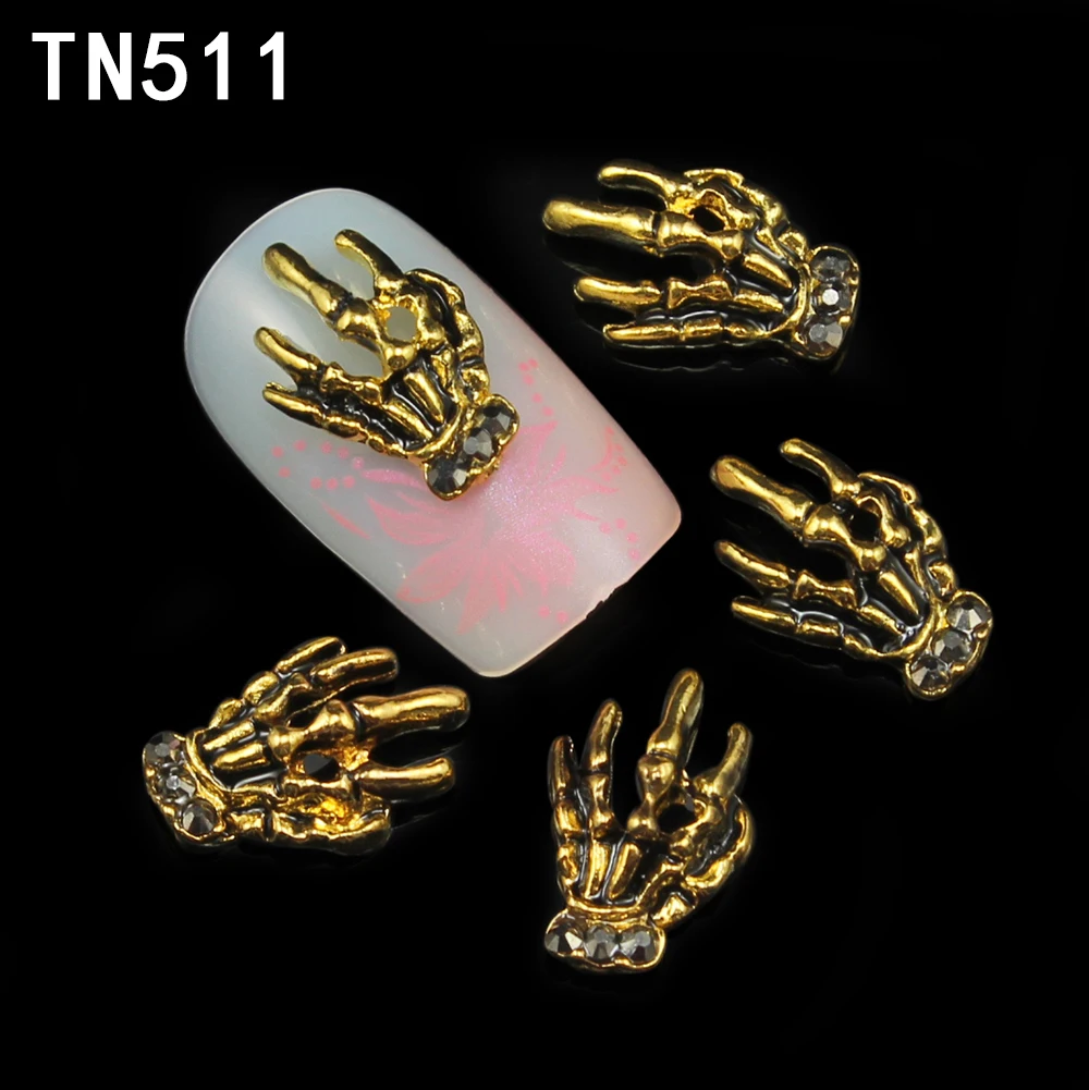 10 шт. 3d украшения для дизайна ногтей из сплава Золотая подвеска лапа маникюрные