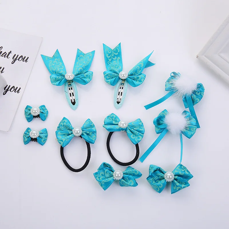 1set=10pcs Children's hair accessories girls' simple headband bow hairpin | Красота и здоровье