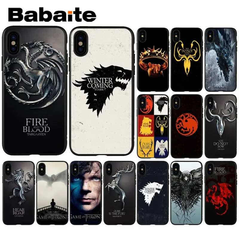 Babaite Игра престолов Новинка чехол для телефона Fundas чехол для iPhone X XS MAX 6 6S 7 7plus 8 8Plus 5 5S XR
