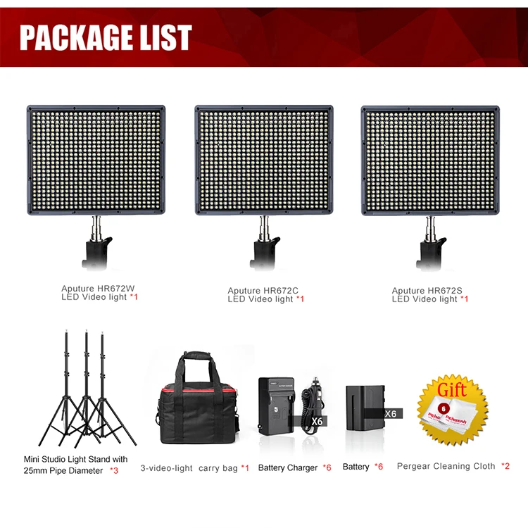 Aputure HR672W HR672C HR672S CRI 95 + Светодиодная панель для видеостудии комплект аккумулятора