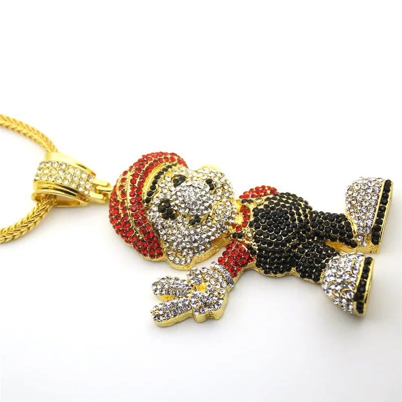 Bnrelease, колье в стиле хип-хоп Iced Out Quavo, полностью покрытые Стразы, ожерелье с подвеской в виде героев мультфильмов, ювелирные изделия