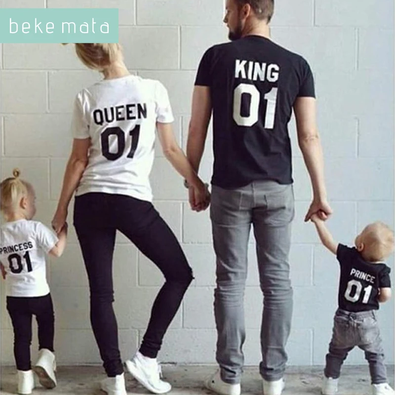 BEKE MATA Family Matching Clothes 2018 Summer King Queen Mother Daughter Father Son Baby T Shirts Look Clothing | Мать и ребенок