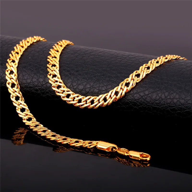 U7 Абината Цепь Ожерелье Мужской Ювелирные Изделия Золото /Серебро Цвет Цепочка