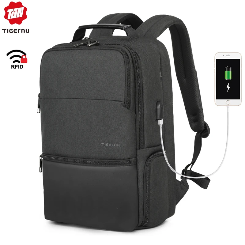 Tigernu, Новинка 15," 19", противоугонные рюкзаки для ноутбука, мужские, водонепроницаемые, модные, сумки, USB порт для зарядки, мужская, большая Вместительная дорожная сумка
