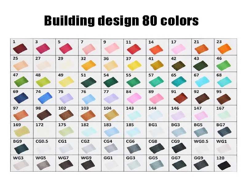 80 Building design Художественный маркер 30/40/60/80/168 Цвета на спиртовой основе Ручки Маркеры двойная головка эскиз маркеры кисточки ручка для рисования манга дизайн товары для рукоделия - Цвет: 80 Building design