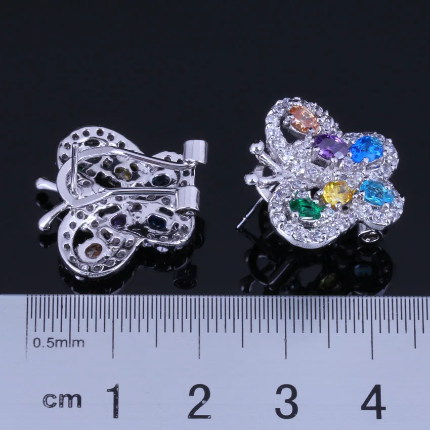 Бабочка Multigem разноцветный Кубический Цирконий 925 стерлингового серебра