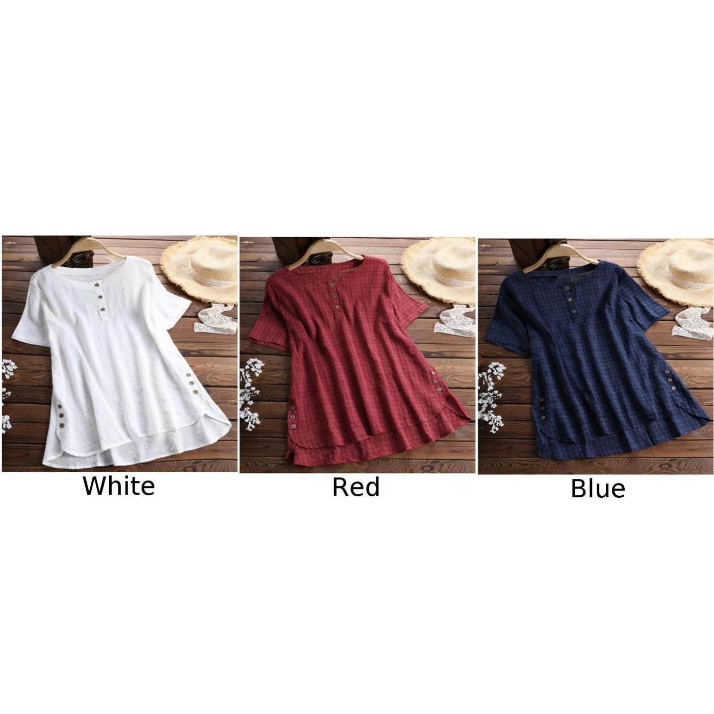 Женское платье Свободный Топ с круглым вырезом удобный коротким рукавом плед