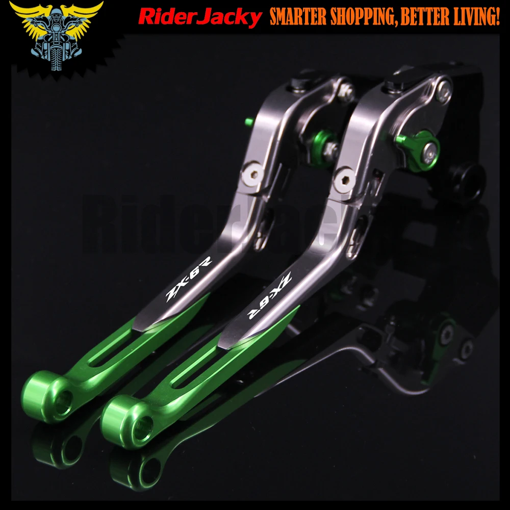 Зеленый и Титан ЧПУ Регулируемая мотоциклов сцепные рычаги для Kawasaki ZX6R/636 ZX 6R 2007