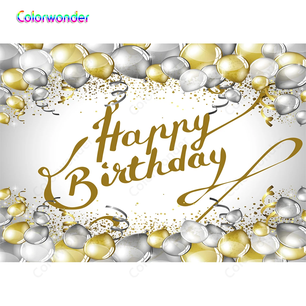 Фон Colorwonder серый и золотые шары фон для фотосъемки день рождения 7x5Adult