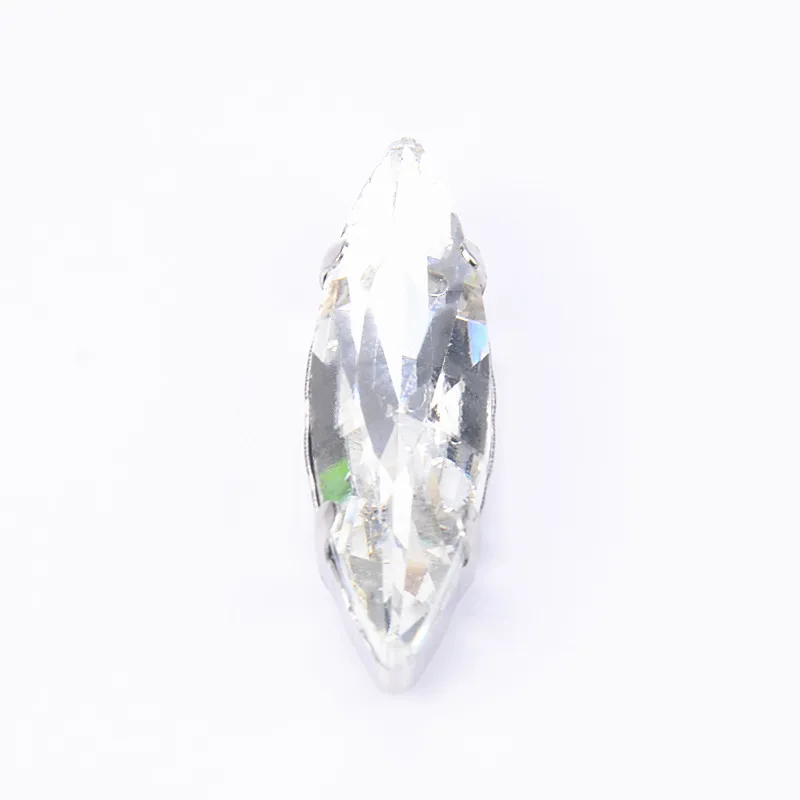 crystal color Фантазии кристалл горного хрусталя! 10*35 мм лошадь глаз пришить стразами Flatback с когтями установка швейные хрустальные камни кнопка 15 шт./лот - Цвет: crystal color