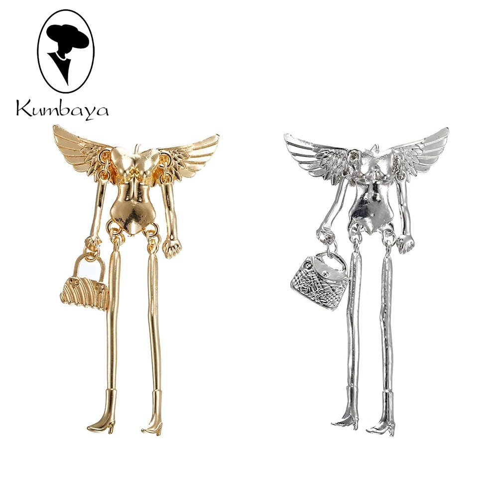 50 pcs/lot Various Colors Doll Necklace Alloy Assorted Naked Bodies with Wings DIY Accessories White Gold Colors NS238-32
