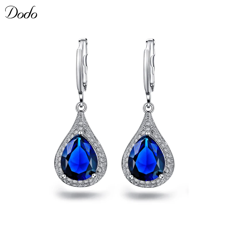 Женские серьги из серебра 925 пробы с синим кристаллом|shining crystal|925 sterlingwomen earrings crystal