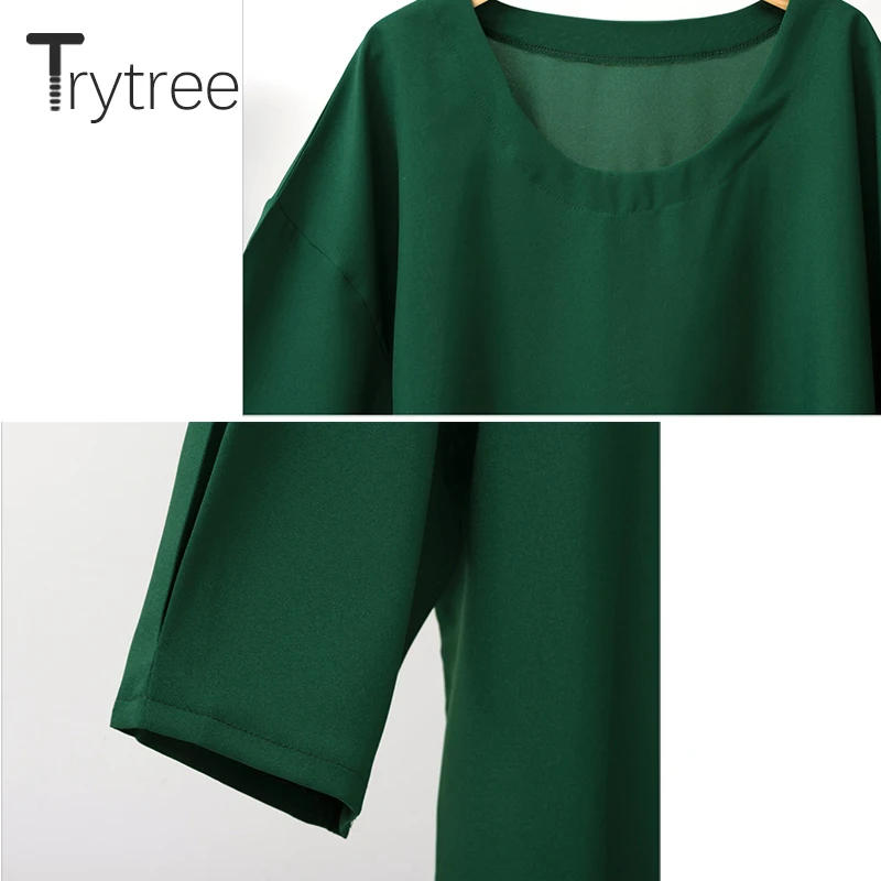 Trytree лето осень женская футболка Повседневная с круглым вырезом наполовину