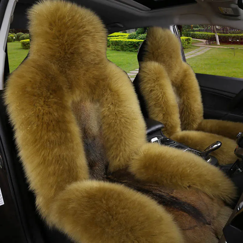 

New Arrive Winter Car Seat Covers 100% Natural Fur Australian Sheepskin+Fur Car Seat Covers Universal Size Fine Wool Cushion