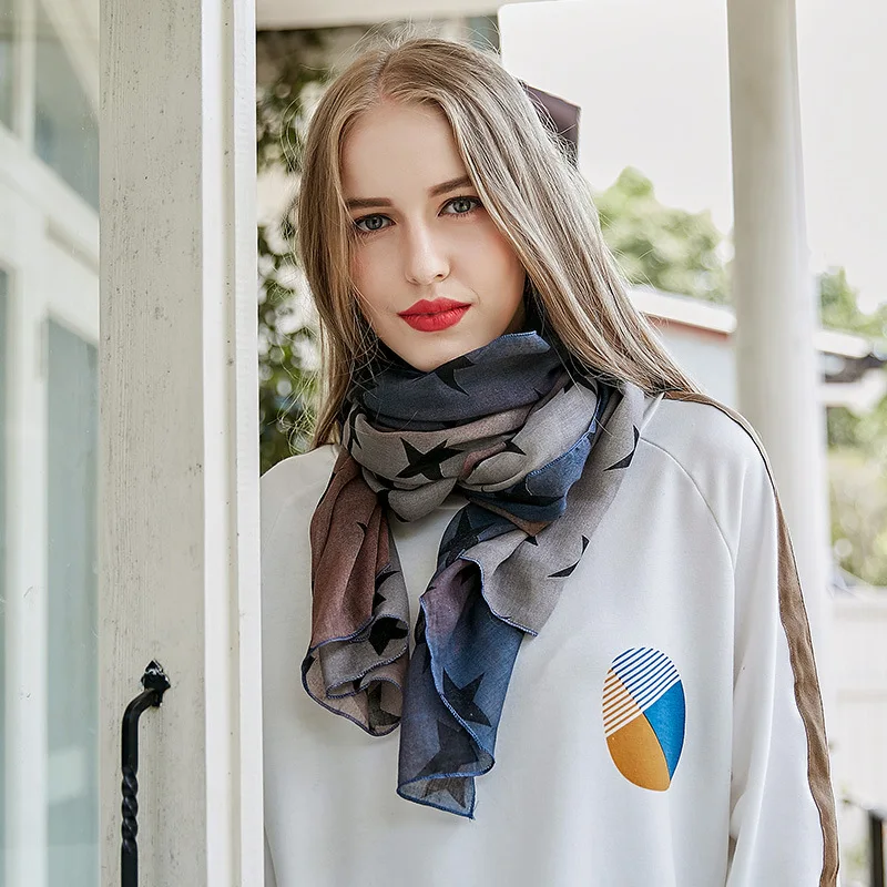 GOPLUS 2020 весна зима шарф в горошек со звездами женские хлопковые мягкие роскошные