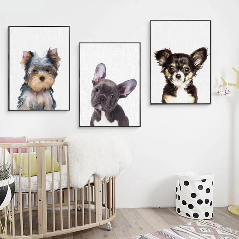 

Cute Animals Nursery Dogs Wall Art Canvas Prints Cartoon Painting Baby Room Decor Nordic Kid Poster Pictures Decoration Unframed