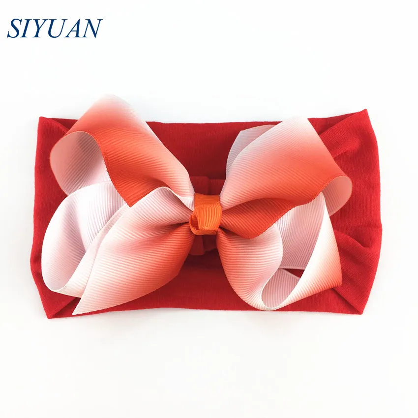 28 30pcs/lot Summer Style Soft Nylon Elastic Headband with 4.6 inch Grosgrain Ribbon Hair Bow Girl Hairband 35C Available HB089 - Цвет: 28