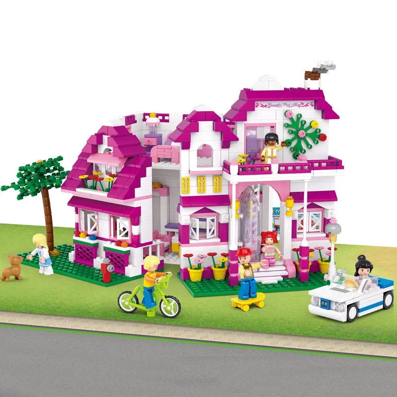 

New Pink Dream Series 0536 Sunshine Villa Building Blocks Children's Assembled Toys